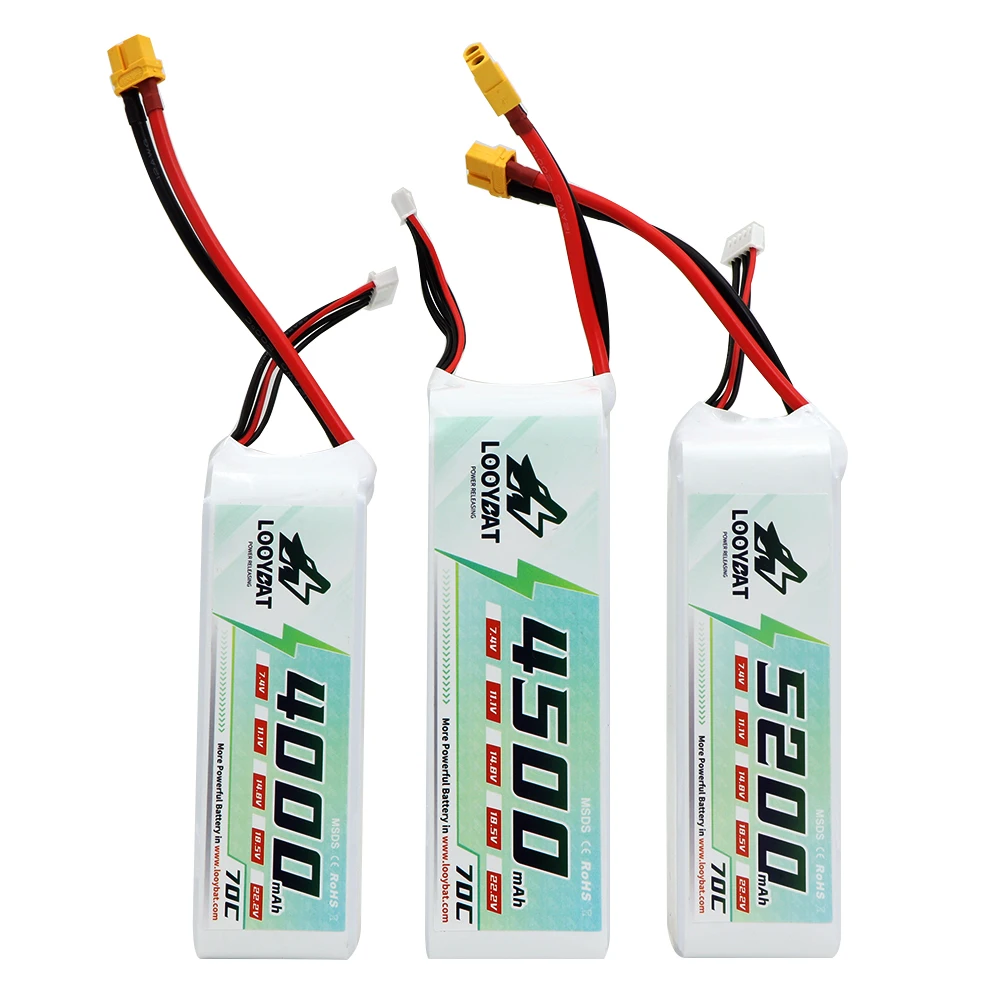 LOOYBAT 6S Discharge Aircraft RC Drone Polymer Lithium Lipo Battery for Drone 22.2V 4000mah 4500mah 5200mah 70C Toys LCO CN;GUA