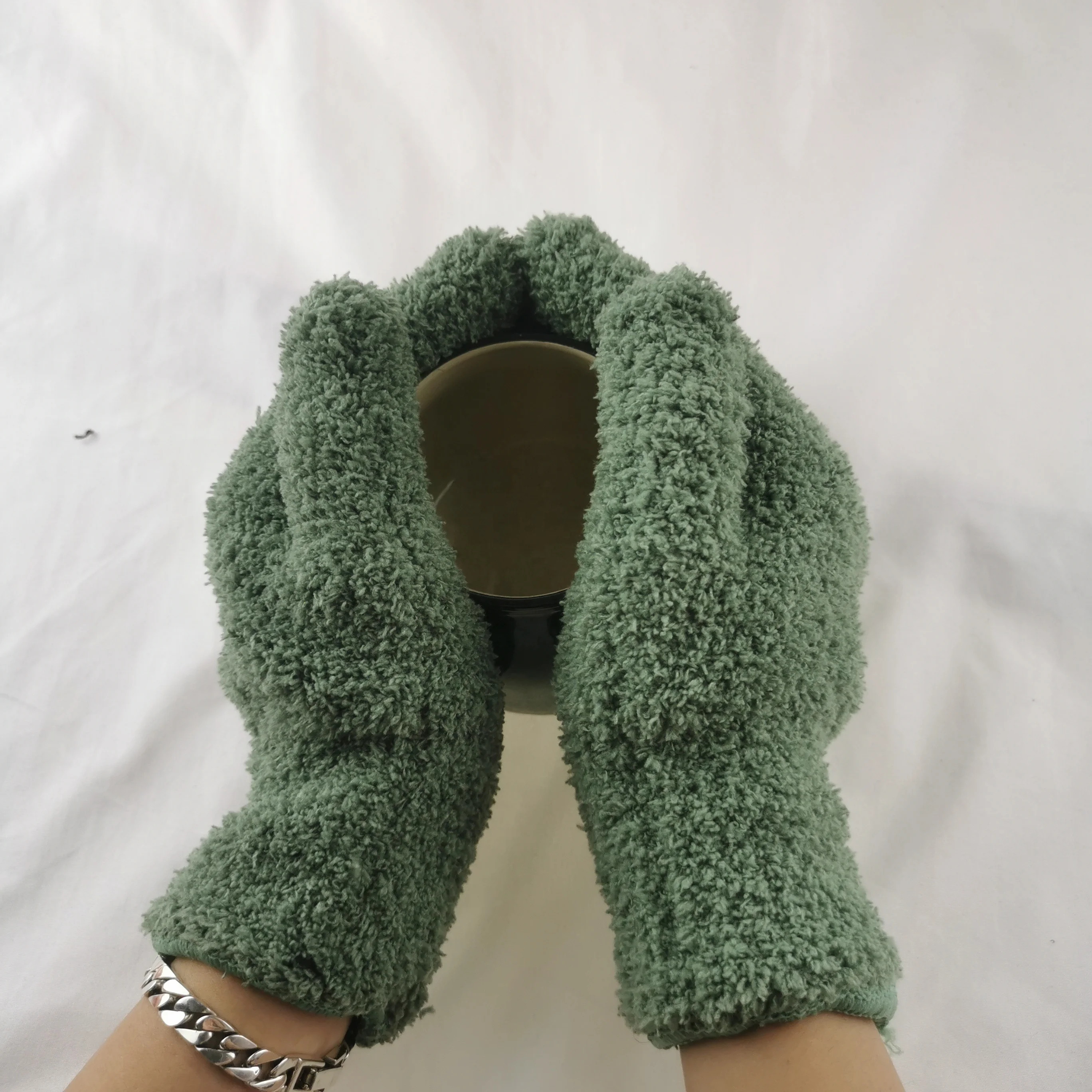 New coral velvet gloves, knitted polyester, warm and thickened, divided into outdoor Unisex