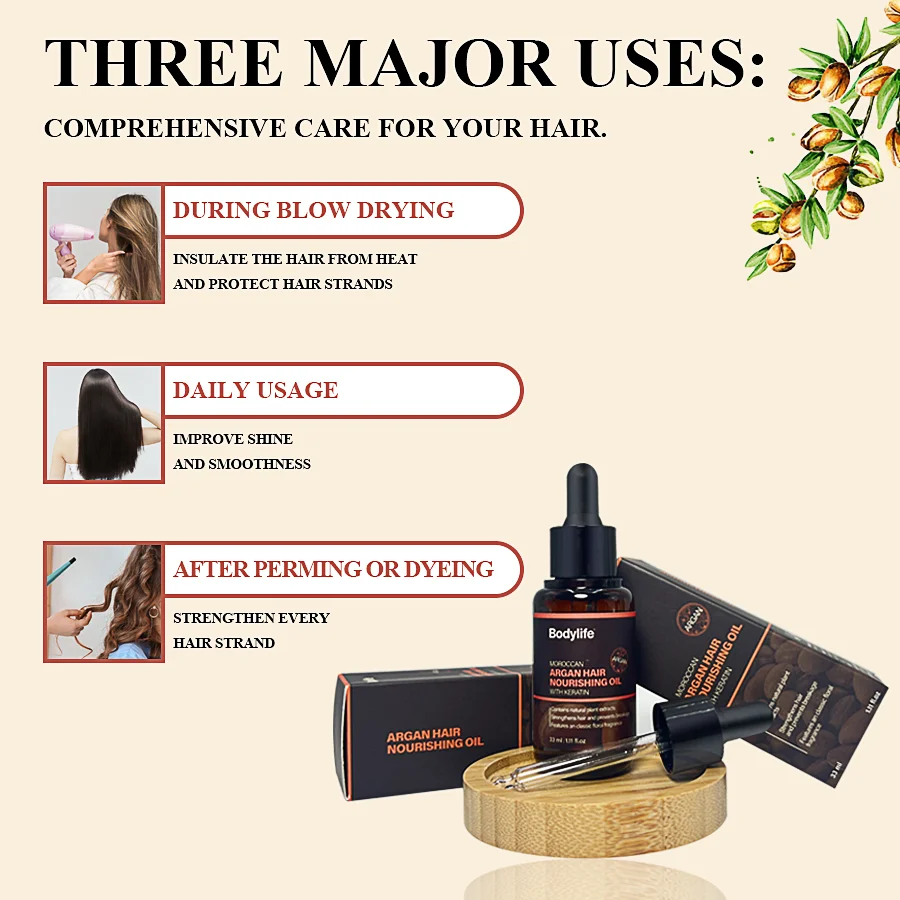 Private Label OEM Nature Organic Rich Care Hair High Nutrition Argan Oil Biotin Collagen Morocco Argan Oil Hair