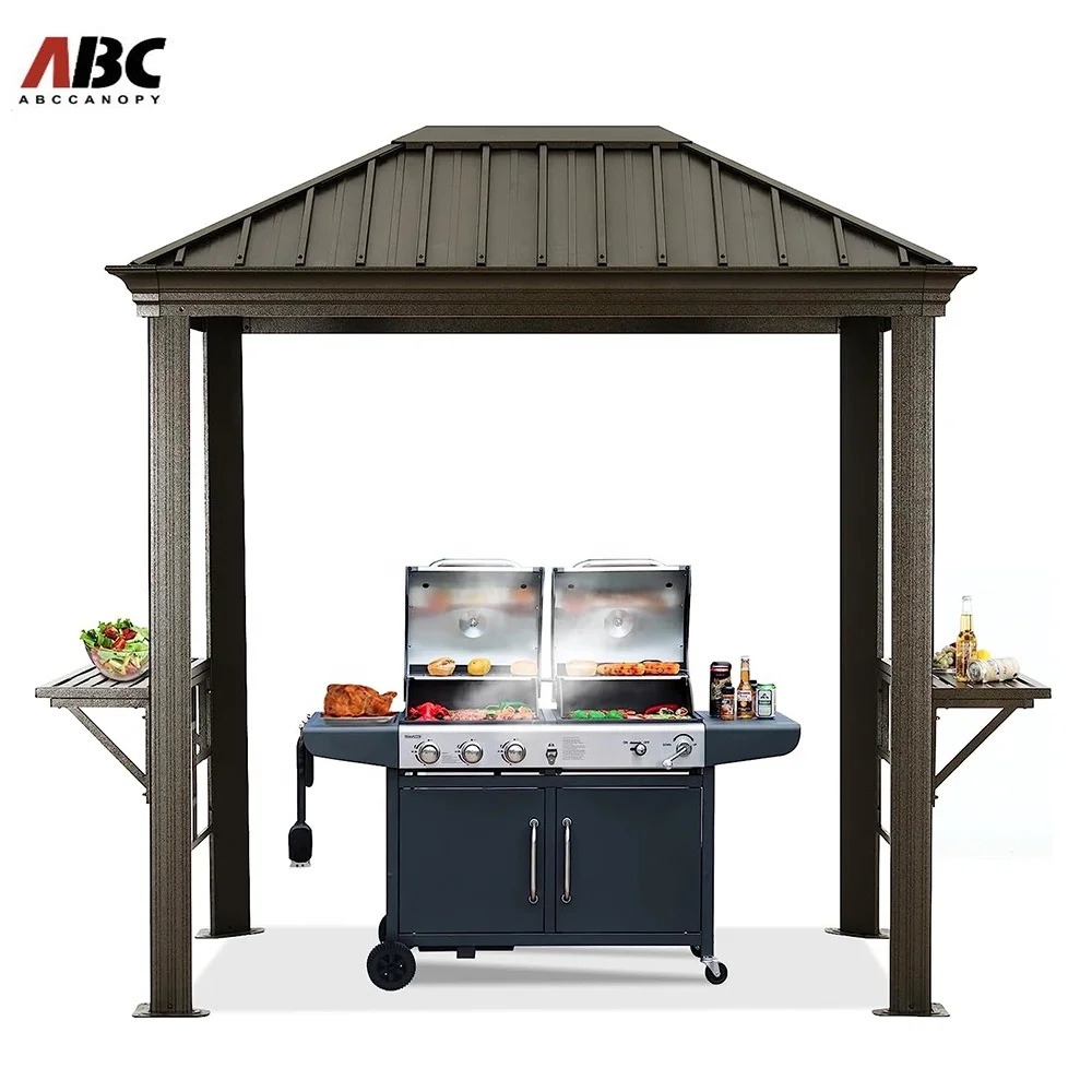 ABCCANOPY 6x8 Gazebo Pavilion Outdoor Permanent Gazebo Structure Barbecue Galvanized Steel Roof Aluminum Pergola