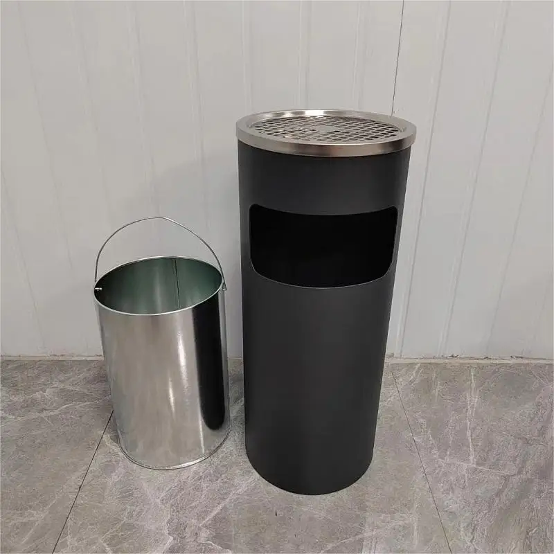 Круглая корзина для мусора из нержавеющей стали