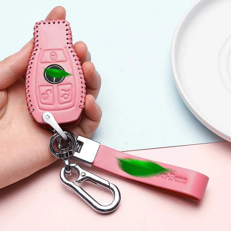 Manufacturers supply high-quality leather car key case car parts smart car key protective cover for Mercedes