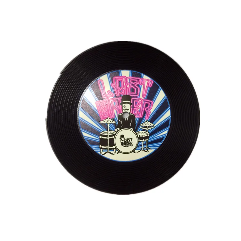 Custom label vintage style vinyl record PVC coaster, used for table heat insulation, silicone tabletop pad can print different