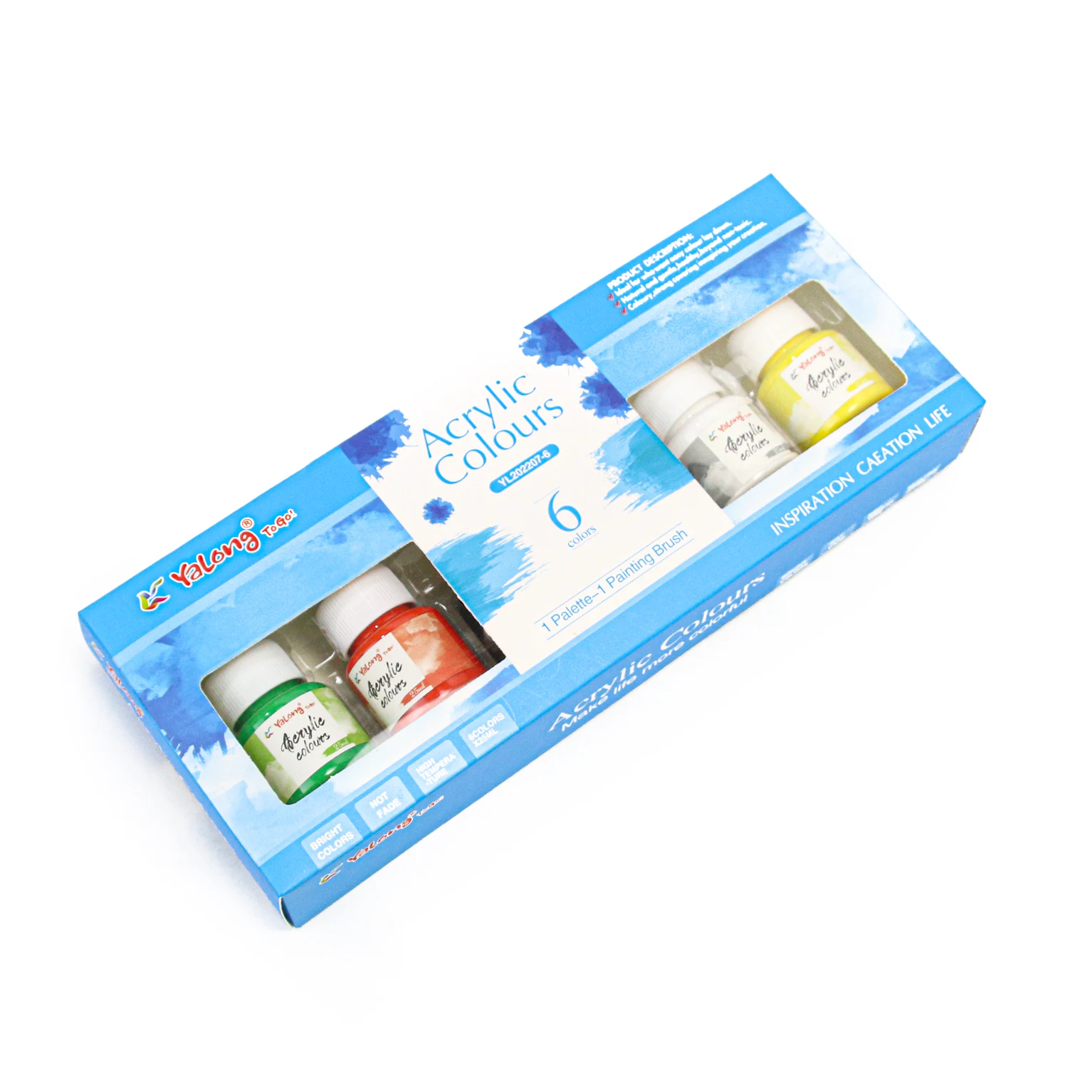 Yalong Customize Wholesale Art Supplies 6 Colors Acrylic Colours Non-toxic Waterproof Painting Acrylic Paint For Drawing