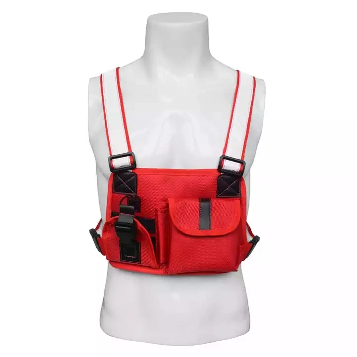 Harness Front Pack Pouch Holster Vest Rig Radio Chest Bag for Two Way Radio Walkie Talkie Reflective