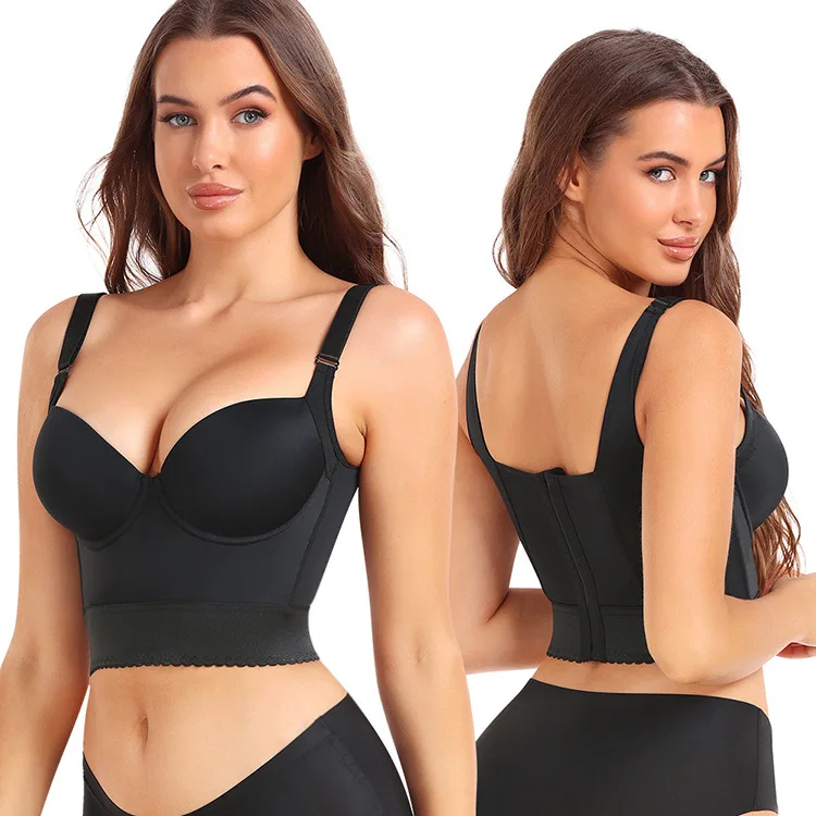 ZOYIAME Side Support Back Smoothing Bra Shape Wear Deep Cup Hide Back Fat with Shapewear Push Up Longline Sports Bra Plus Size