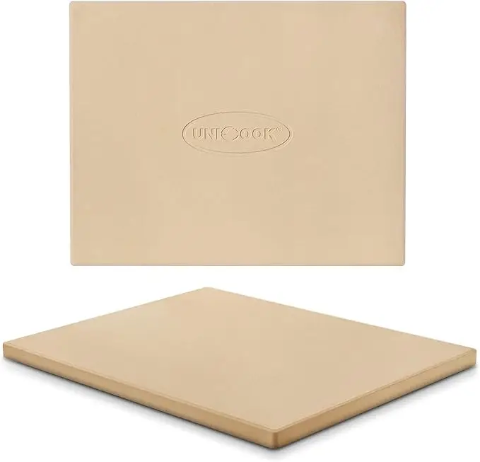 Rectangular Grill Pizza Natural Cordierite Oven Pizza Stone Set, Heat Resistance Cordierite Stone With Bamboo Pizza peel