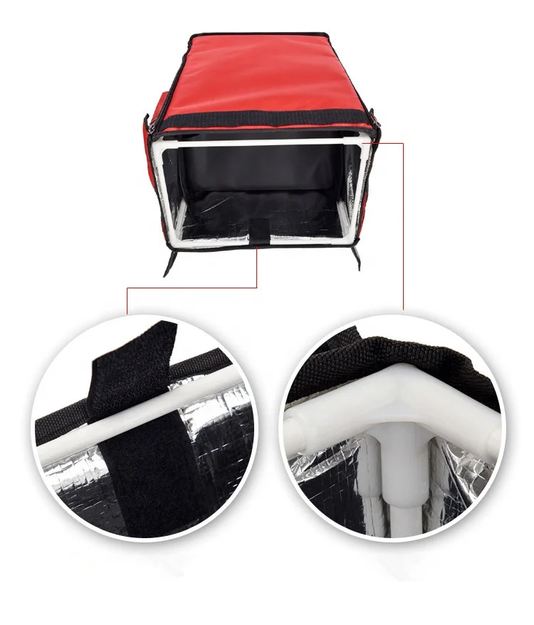 Aluminum foil inner 1680D outer material pizza thermal insulation delivery bag factory customized