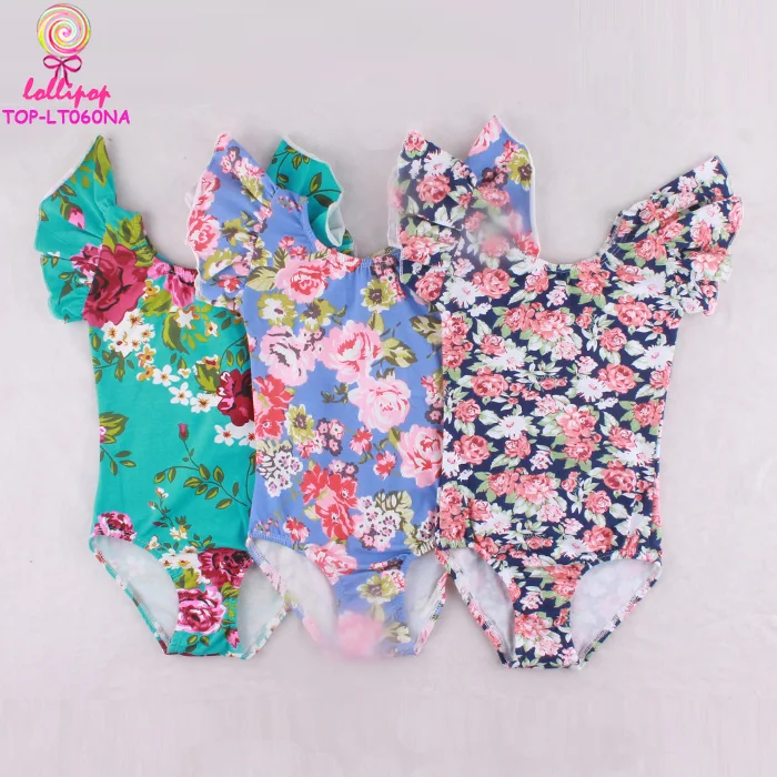Girls dance gymnastics leotards manufacturer floral toddler ruffled leotards