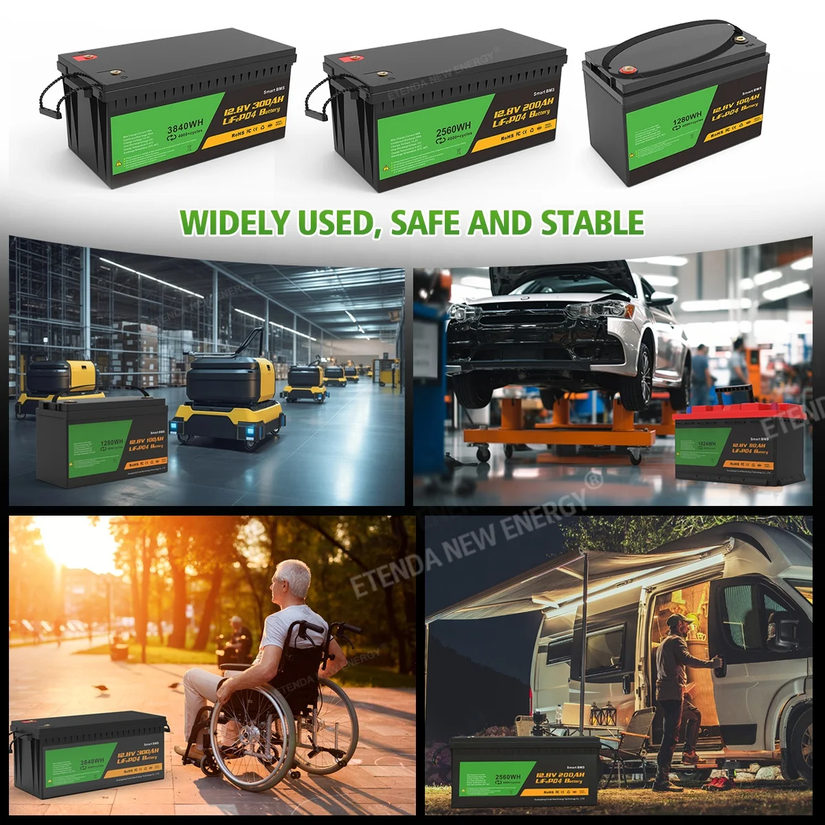 High capacity RV 12.8V 100Ah 200Ah 300Ah outdoor portable energy storage power station outdoor mobile rainproof rv power supply