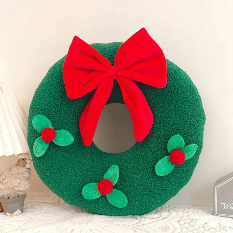 Factory Promotional Christmas Cozy Gingerbread Snowflake Wreath Pillows Home Living Room Decorative Christmas Pillows