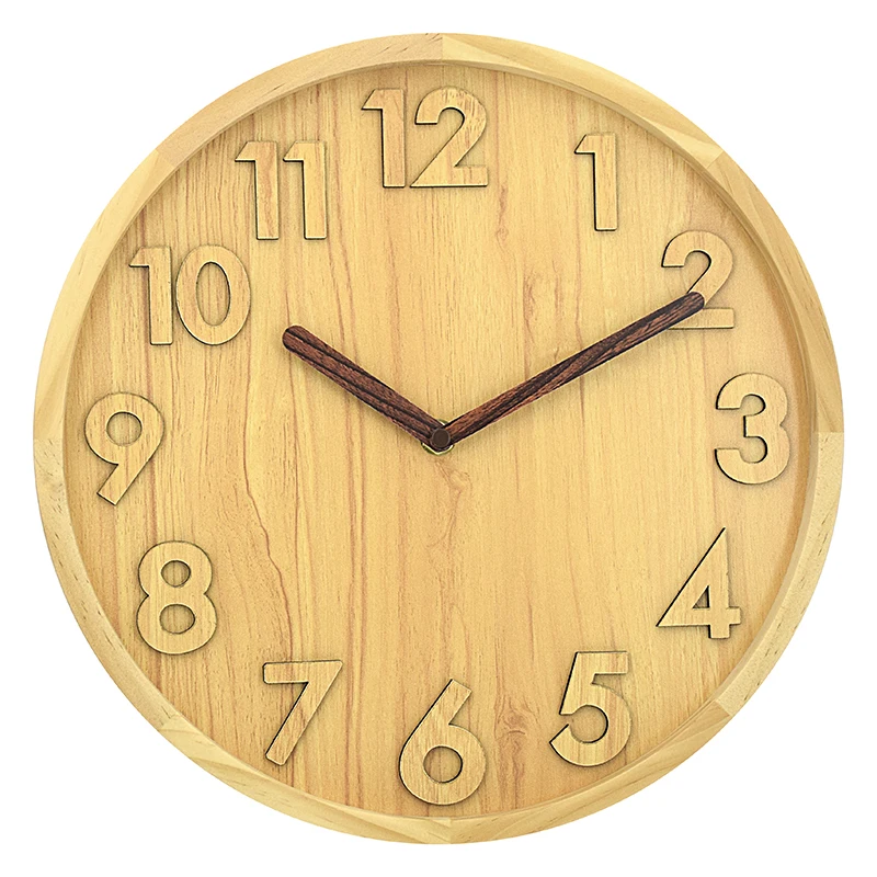 Laser engraved numbers hollow wooden wall clocks