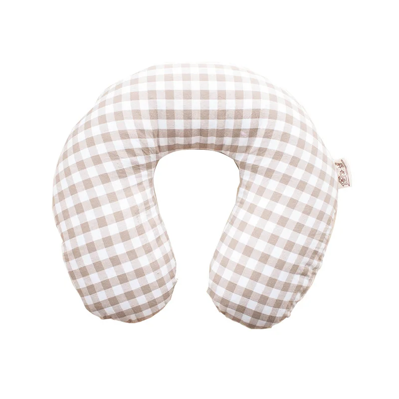 U Type Buckwheat Pillow Pure Cotton Simple Grid Nap Neck Protection Travel Full Cotton Pillow Core