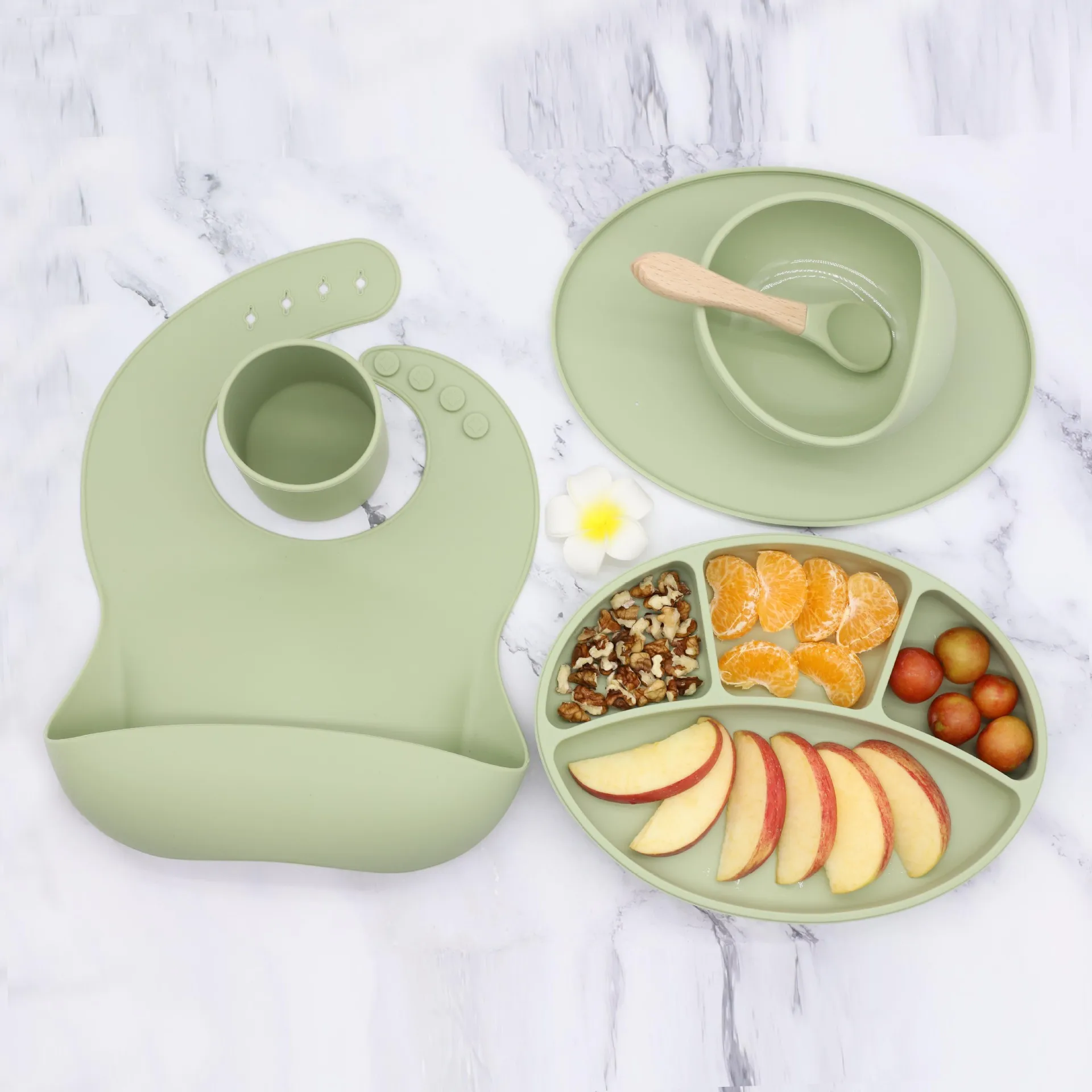 Top Sale BPA Free Safety Silicone Divided Plates Anti Spill Kids Feeding Divided Dish Plates For Baby Kids