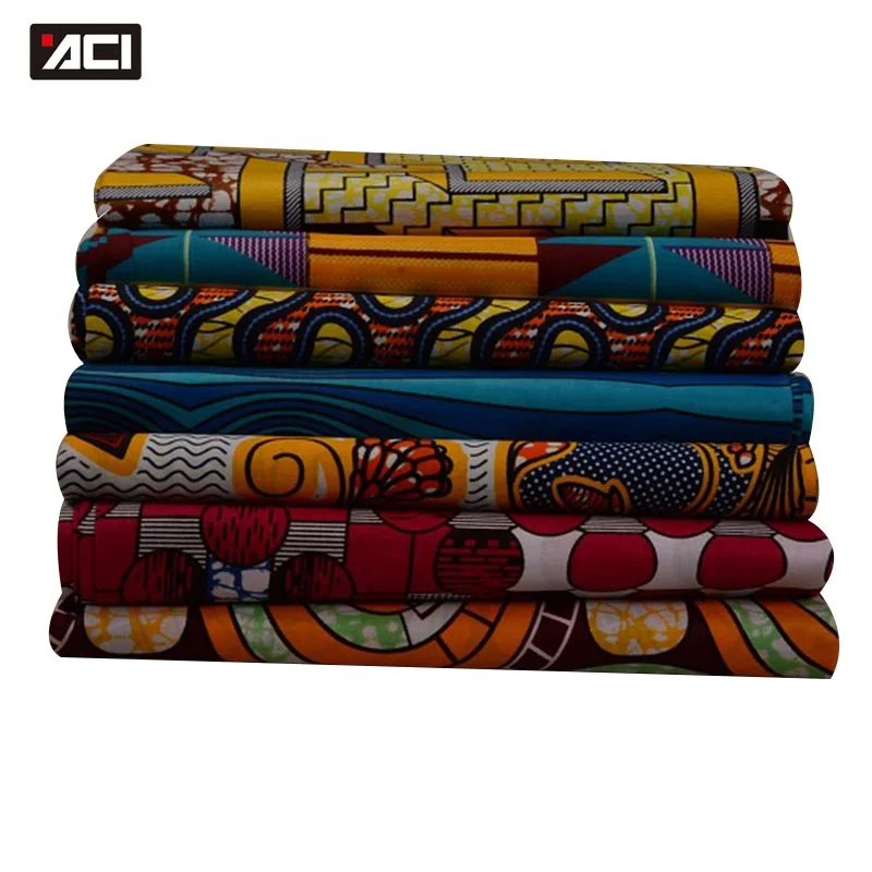 ACI Ankara Fabric African Wax Print 100% Cotton Nigeria Real Wax Print Fabric African Tissus Wax 6 Yards/Piece For Wedding Dress