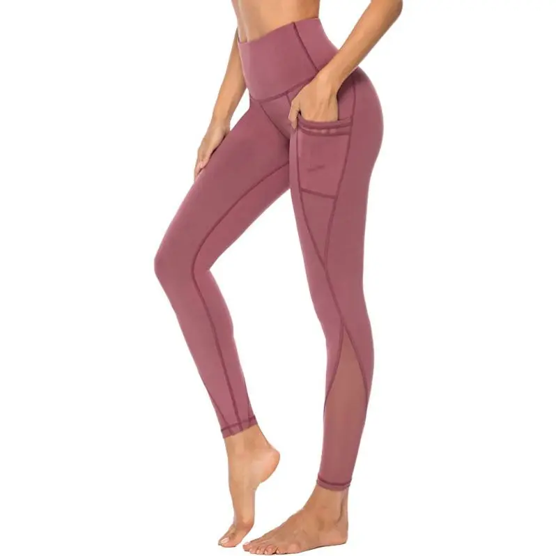 Bamboo knit high waist tummy control yoga pants with 2 pockets fitness clothing workout yoga gym legging