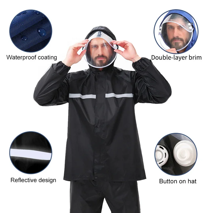 2023 Hot Selling Fashion Outdoor Work Reflective Waterproof Split Raincoat