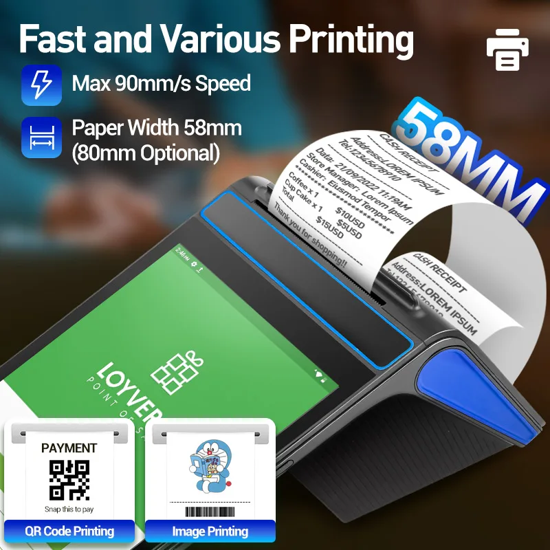 FYJ F1-88 8 Inch 4G+64G 80mm Thermal Printer Android 12 Handheld Pos Machine Delivery Taxi Bill Payment Pos Tablet