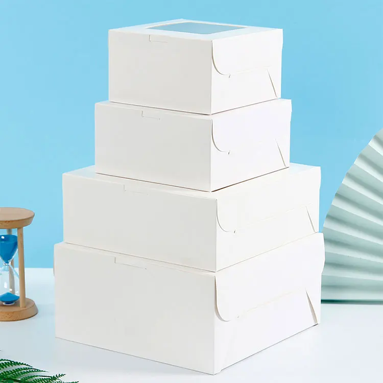 Disposable Window Cake Box White Paper Baking Box Square Cardboard Cupcake Box