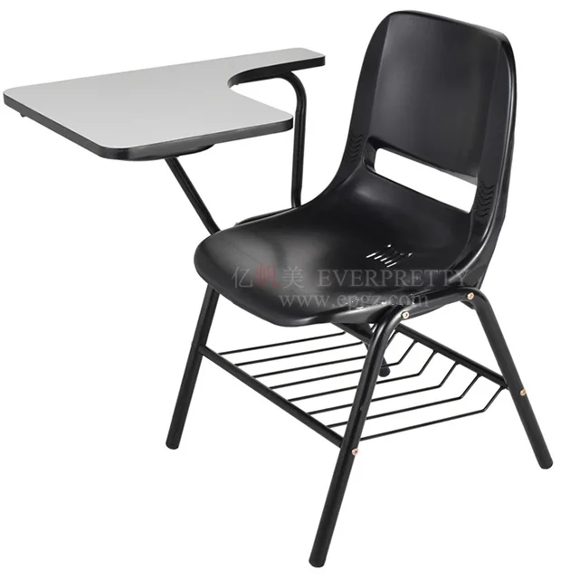 Factory Price School Student Furniture Training Plastic Study Chair with Writing Pad Wheeling Tablet