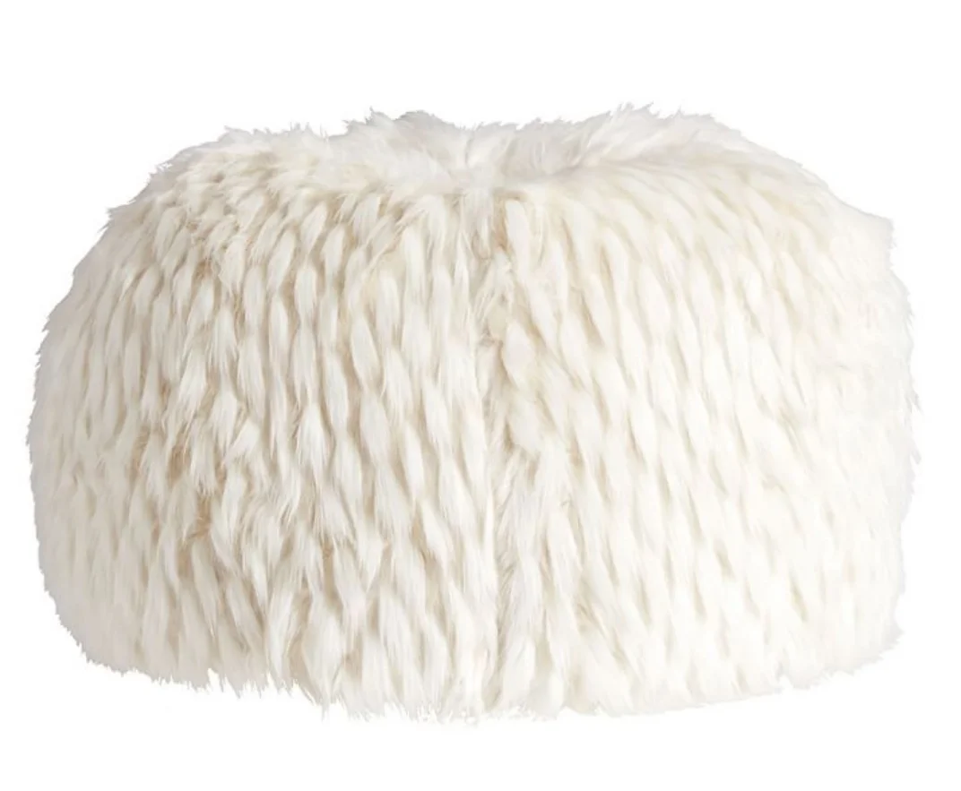 Comfy Sacks 3 ft Memory Foam Bean Bag Chair,Cream Furry