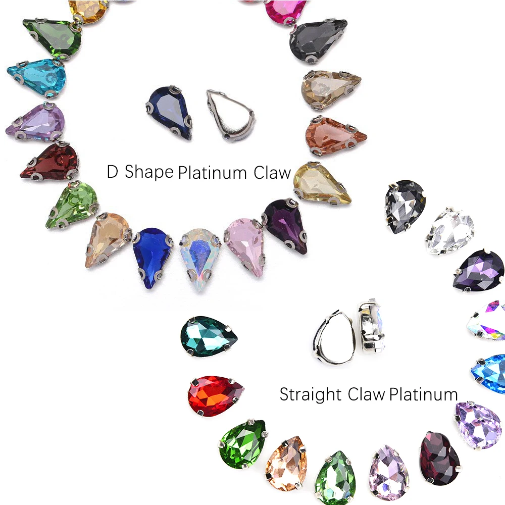 Crystal Sew On sewing beads Rhinestone With Claw Stones SewOn Strass Sewing Flatback Glass Rhinestones for Clothes Needlework