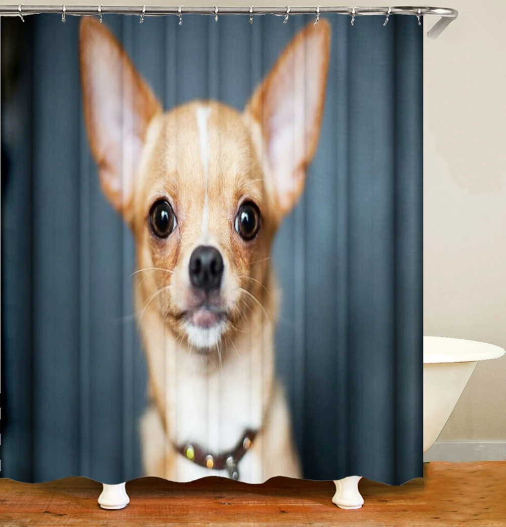 
i@home ready made mildew resistant 3d digital dog printed waterproof shower curtain bathroom 