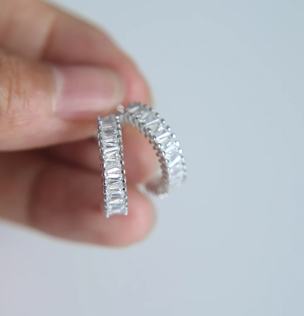 2024 high quality 5A Cubic Zirconia fashion women jewelry princess cut cz half circle hoop earring