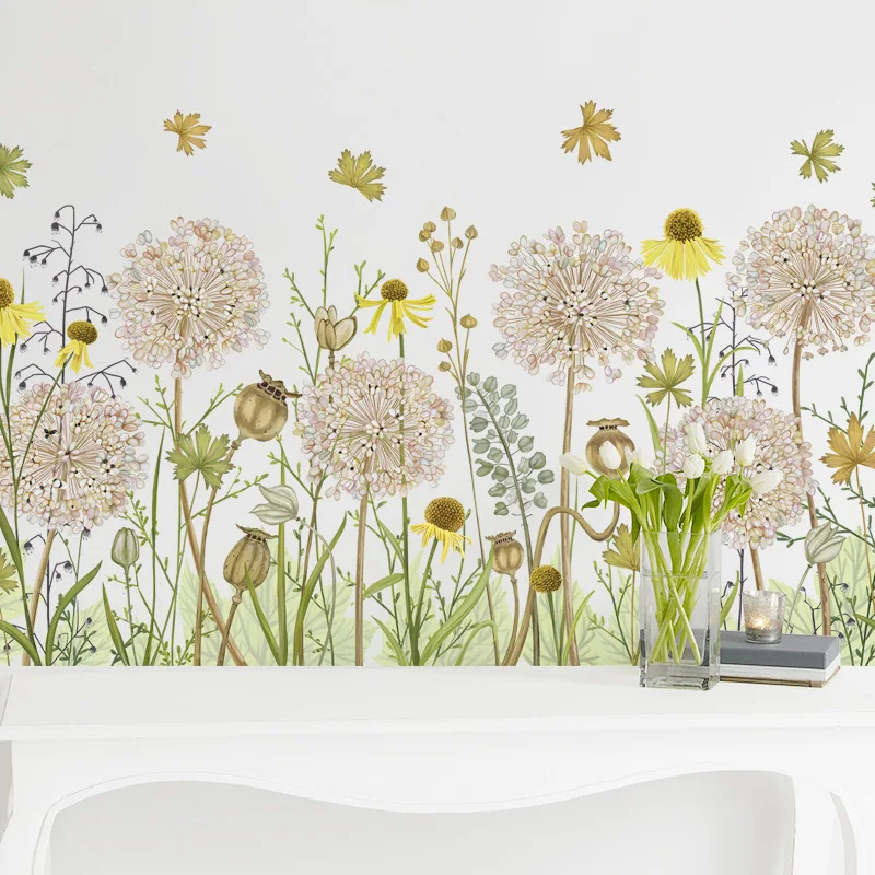 Corner decoration Wall Sticker DIY Home dandelion and Daisy flower garden design Wallpaper Decor PVC Removable Stickers