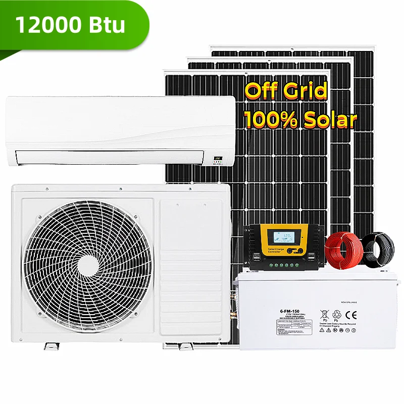 12000Btu Solar Inverter Energy Home System Wall Split Off Grid Panel DC Powered Aire acondicionado Solar Air Conditioner