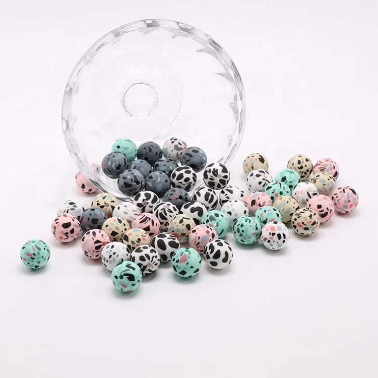 Wholesale Soft BPA Free Printing Teething Silicone Beads