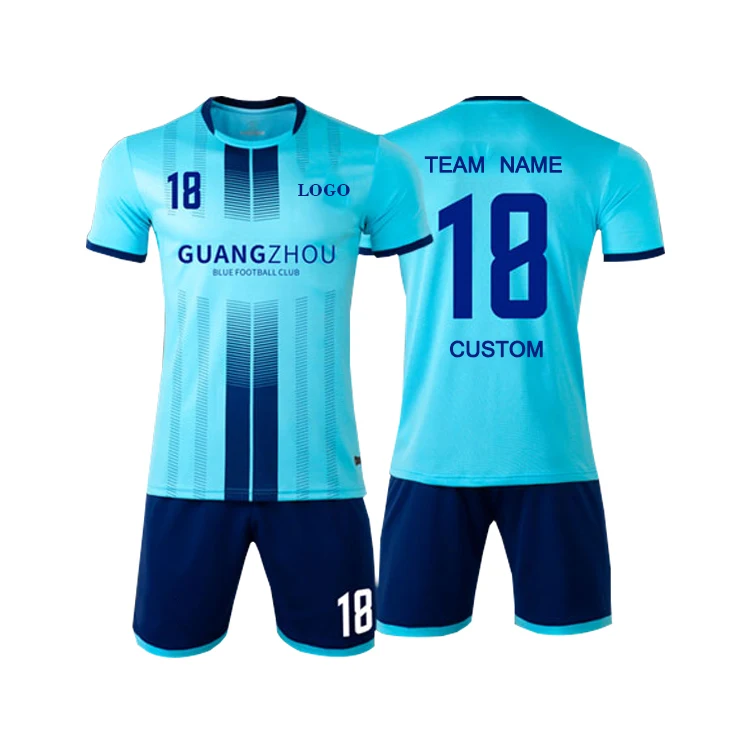 
OEM Custom Made Plain Blank Striped Soccer Uniform Football Jerseys Soccer jersey Set 