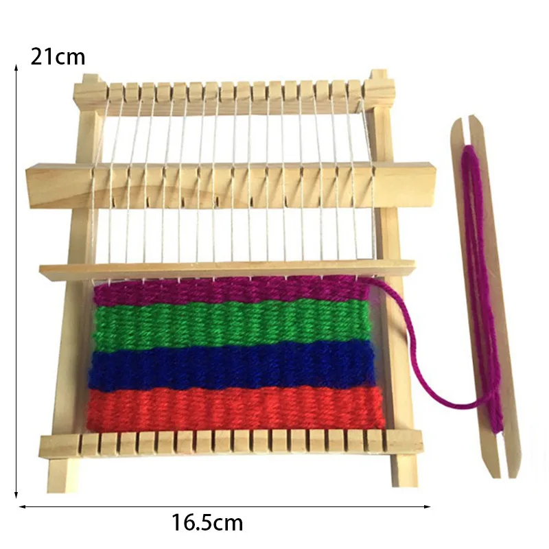 Wooden DIY Assembled Kids Crafts Weaving game Wooden Loom Mini Hand Knitting Wool Toy for Kids