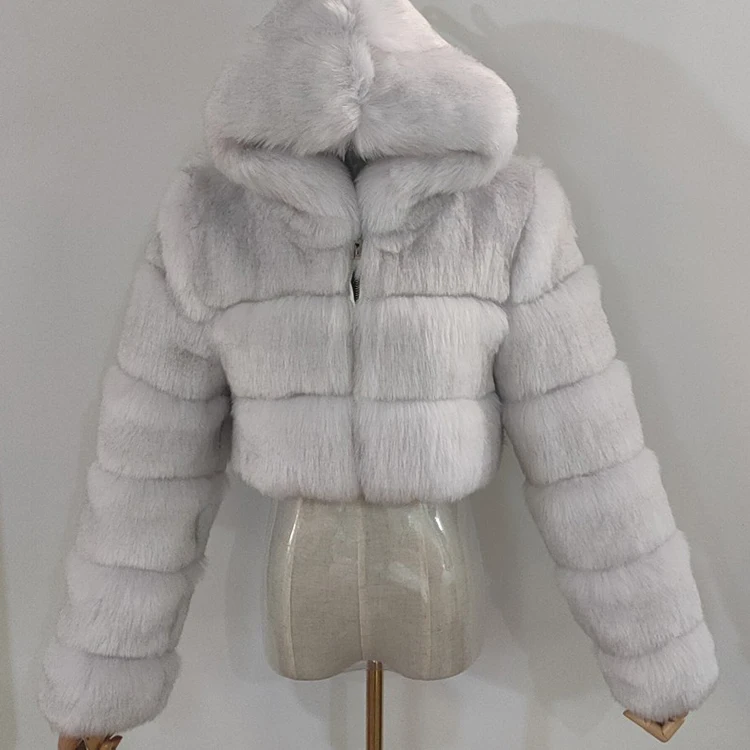 New Fashion Winter Fox Coat Fur Women long sleeves plus size fur bubble coat with hood