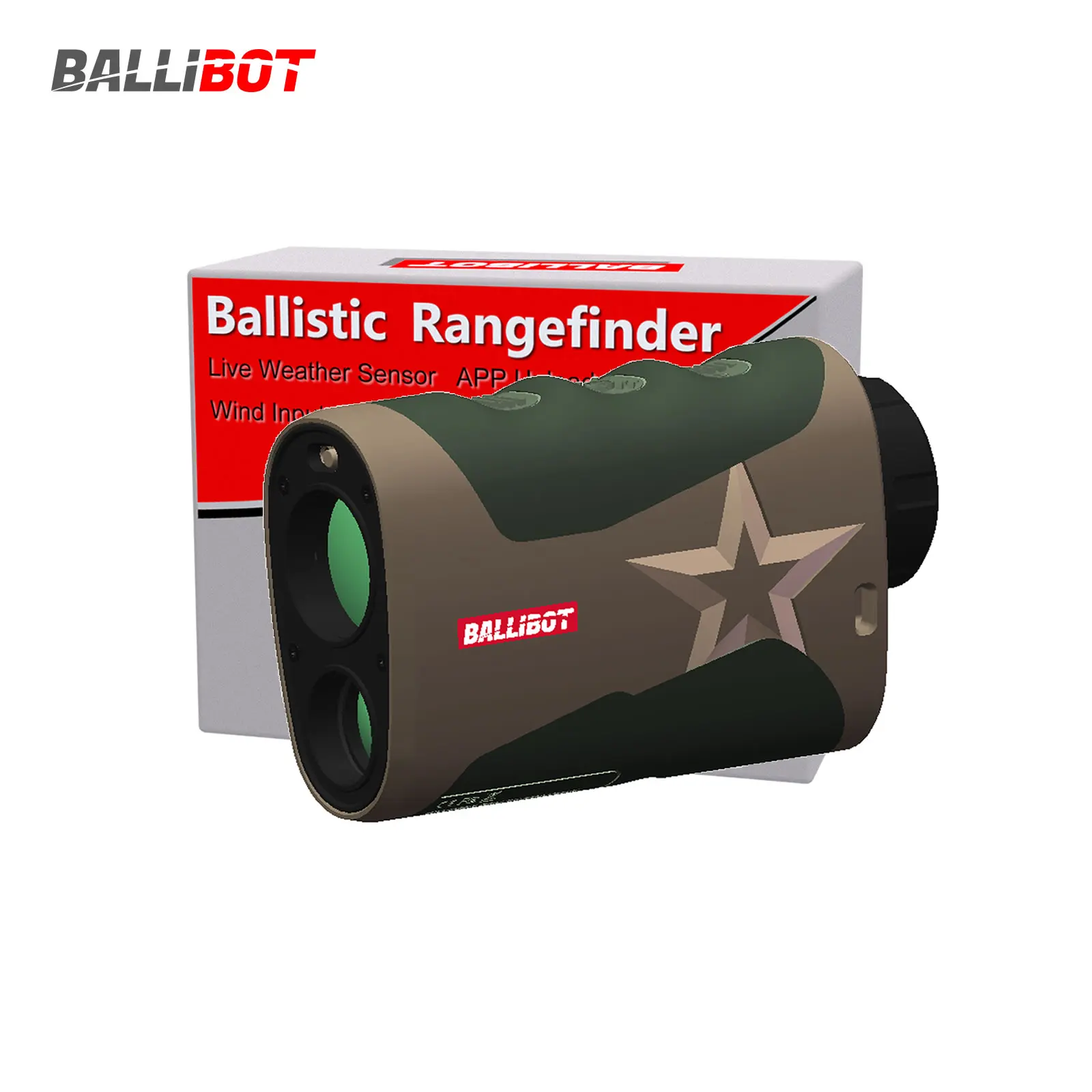 BALLIBOT 3in1 Laser Rangefinder 1500m with Wind Input Live Weather Senor Holdover Scope Reticle Ballistic Calculator for Hunting