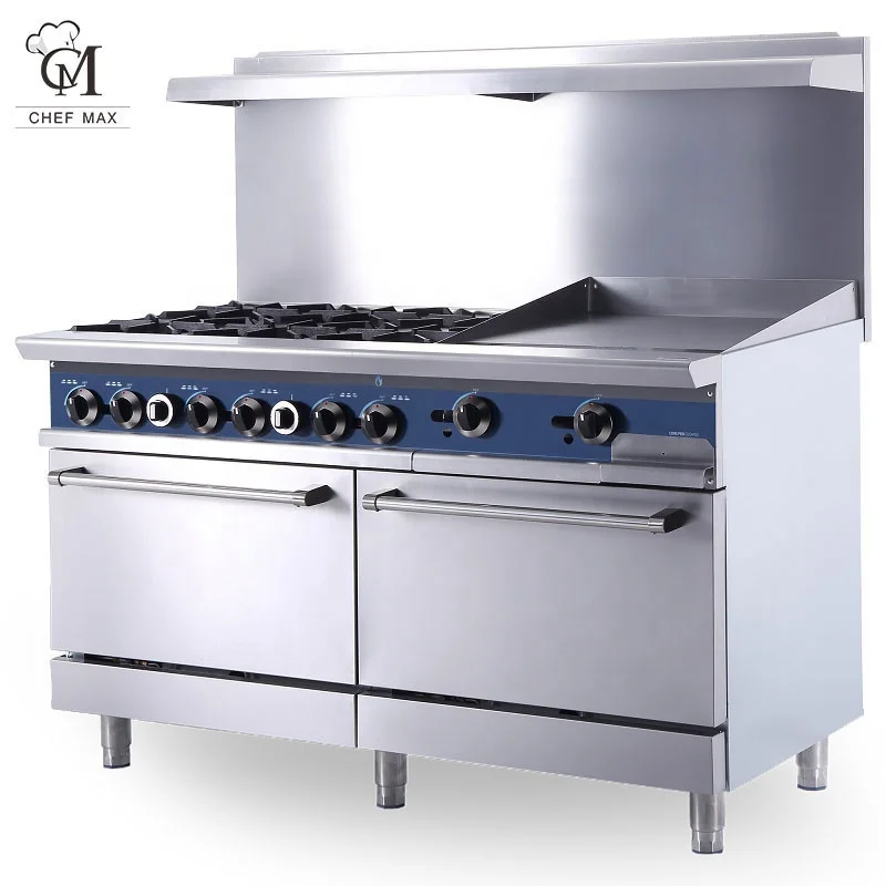 CHEFMAX commercial cooking stove 6 burner commercial gas range with oven