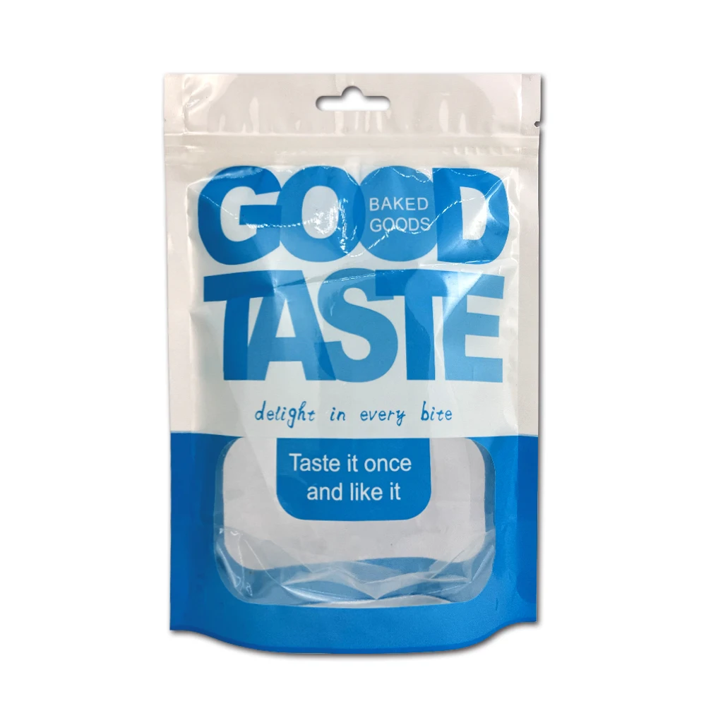 Professional Manufacturer Food Grade Clear Window Stand Up Zipper Plastic Bag For Snack Packaging