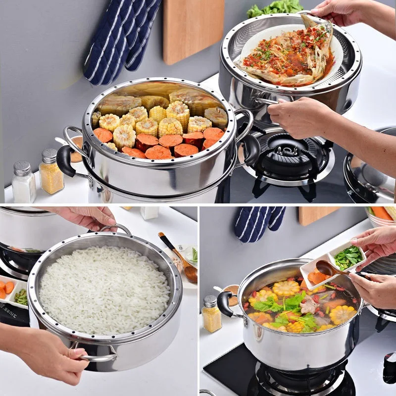 Commercial Cookware Multilayer Stainless Steel Steamer Pot Large Capacity Cooking Pot With SS Lid