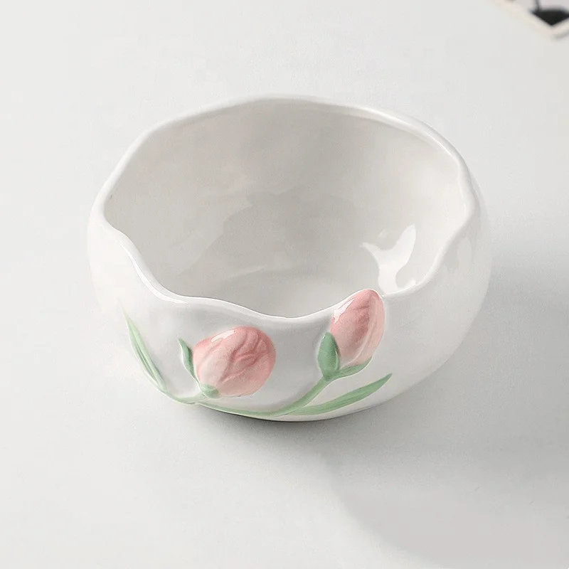 Madou 350 мл корейский стиль 3D тюльпан керамика для тарелочной чаши посуда ручной росписью кофейная чашка торта десертная тарелка