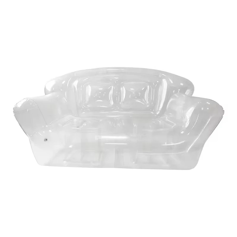 Outdoor PVC Transparent Clear Double Seat Inflatable Living Room Air Sofa Family Inflatable Sun Loungers Double Sofa Bed