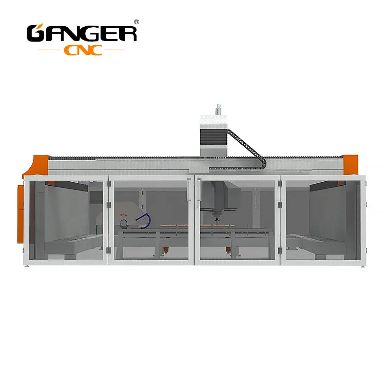 GANGER 3220DST широко используемый ЧПУ автоматический мраморный гранитный мостовой станок с 5-осевой гравировальный для мрамора и гранита
