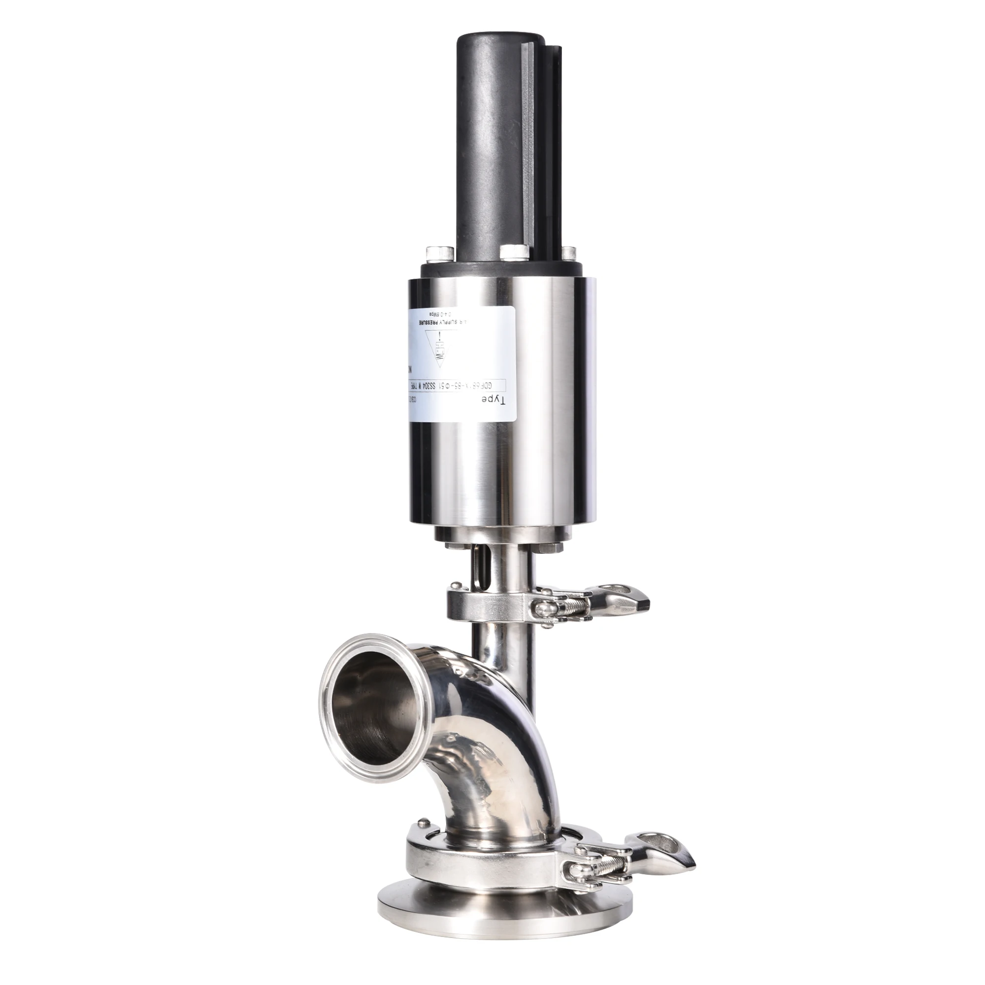 Food Grade Sanitary Stainless Steel SS304 SS316L Elbow Type Pneumatic Tank Bottom Valve