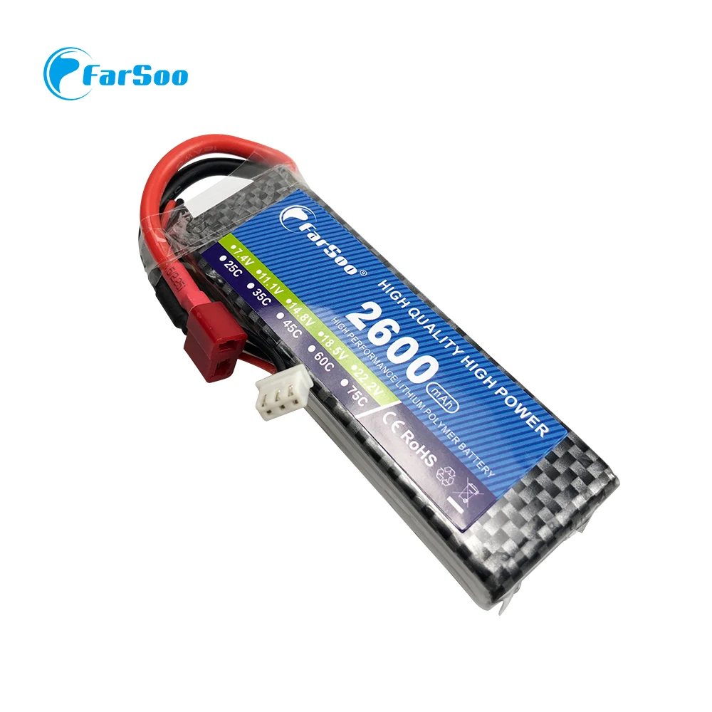 Factory lithium battery pack 2600mah 35C 40C 60CFor RC Car Truck Helicopter Boats Airplane 2S 3S 4S 5S 6S LiPo