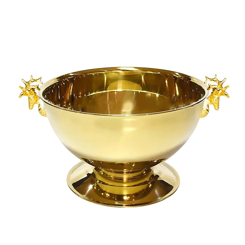Large Ice Bowl Luxury Stainless Steel Bar Champagne Beer Wine Bottle Cooler Rose Gold Party Ice Bucket