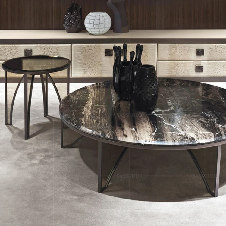 SASSUOLO Italian oval marble coffee table luxury centre table post-modern corner table designs