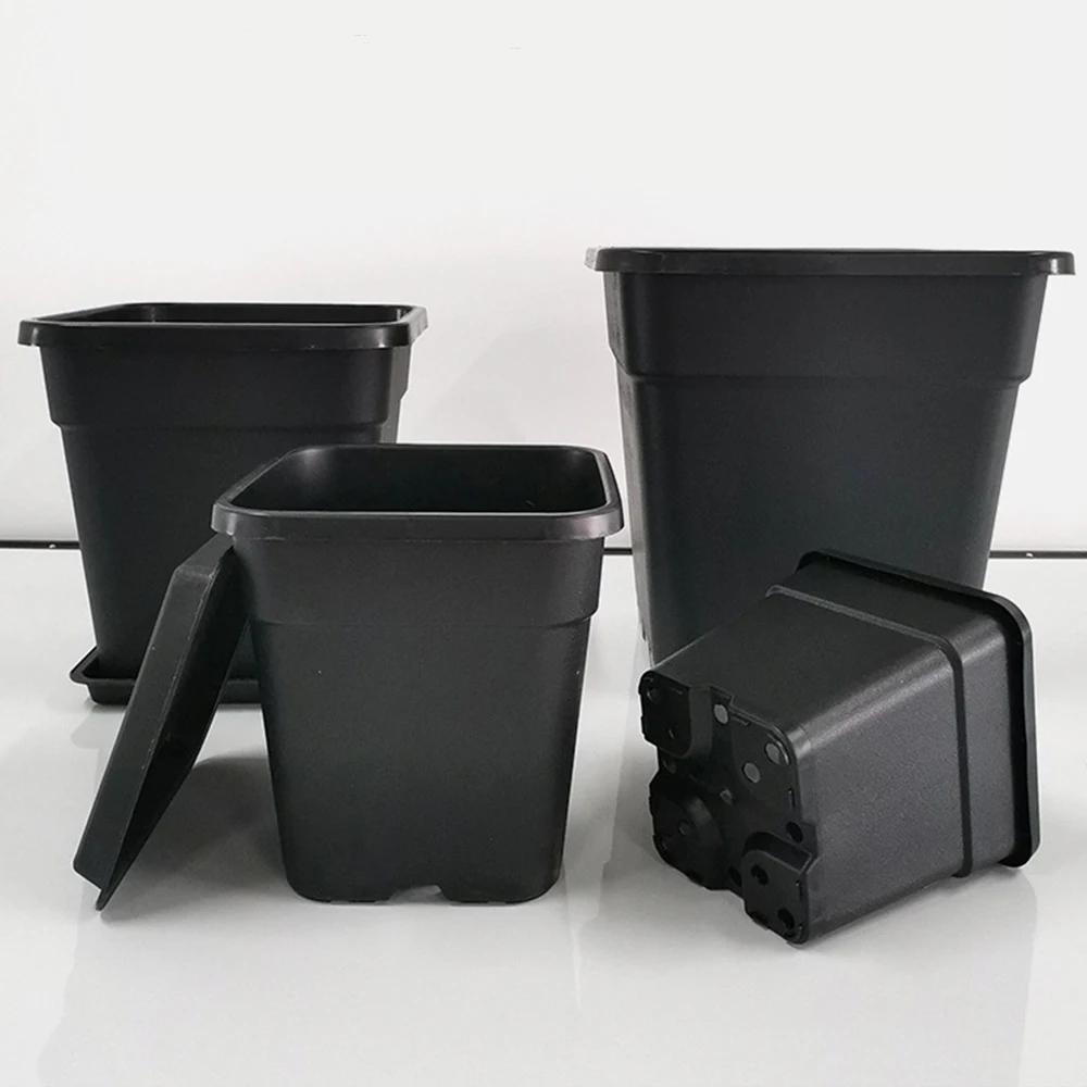 Square Black Plastic Lightweight Flower Planting Seedling Gardening Plant Pot