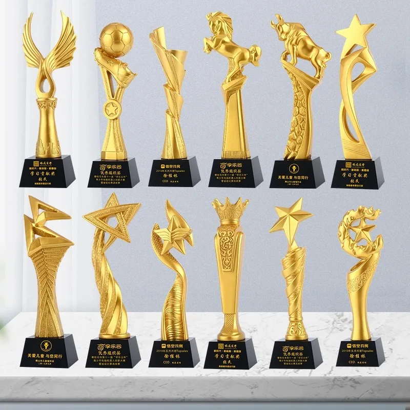 JINZUN Factory wholesale price world game competition trophy award crystal base cup custom letters
