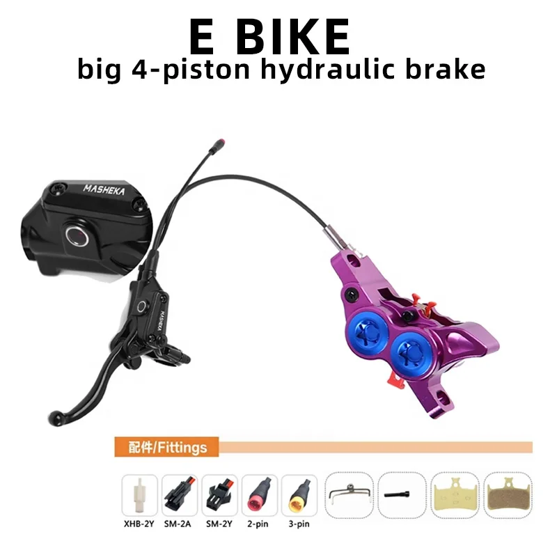 MASHEKA Factory Manufacturing HB427-4M High Speed 120km/h Electric Bicycle Scooter Hydraulic Disc Brake MTB Big 4 Pistons Hy