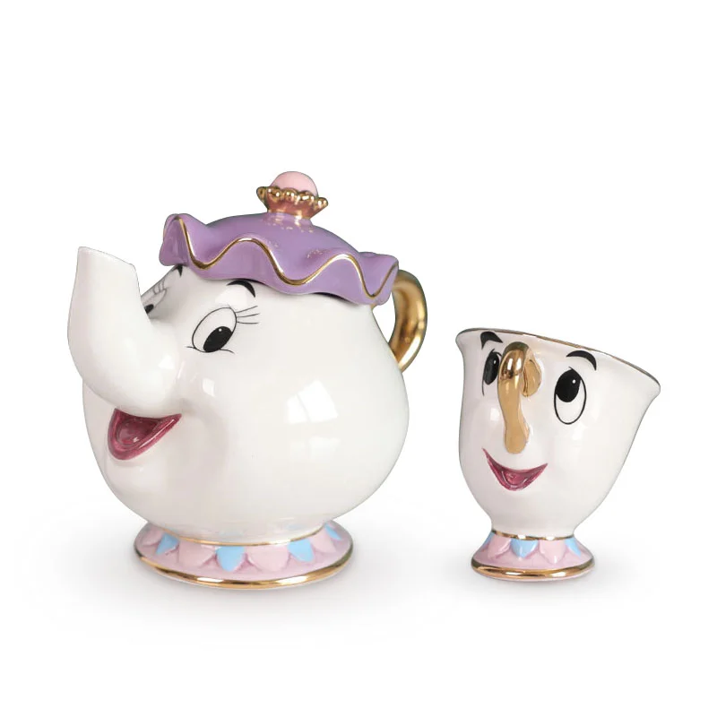 Hot Sale New Wedding Thank You Gifts Beauty and The Beast Mrs. Potts Chip Tea Pot & Cup set Teapot Mug