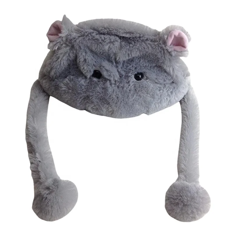 OEM/ODM Cute Stuffed Animal Head Hats Stuffed Animal Pig Lion Bear Tiger Plush Hats Kids Winter